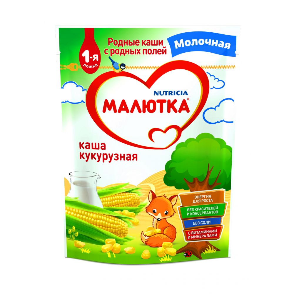 Малютка каша молочная кукуруза 220г