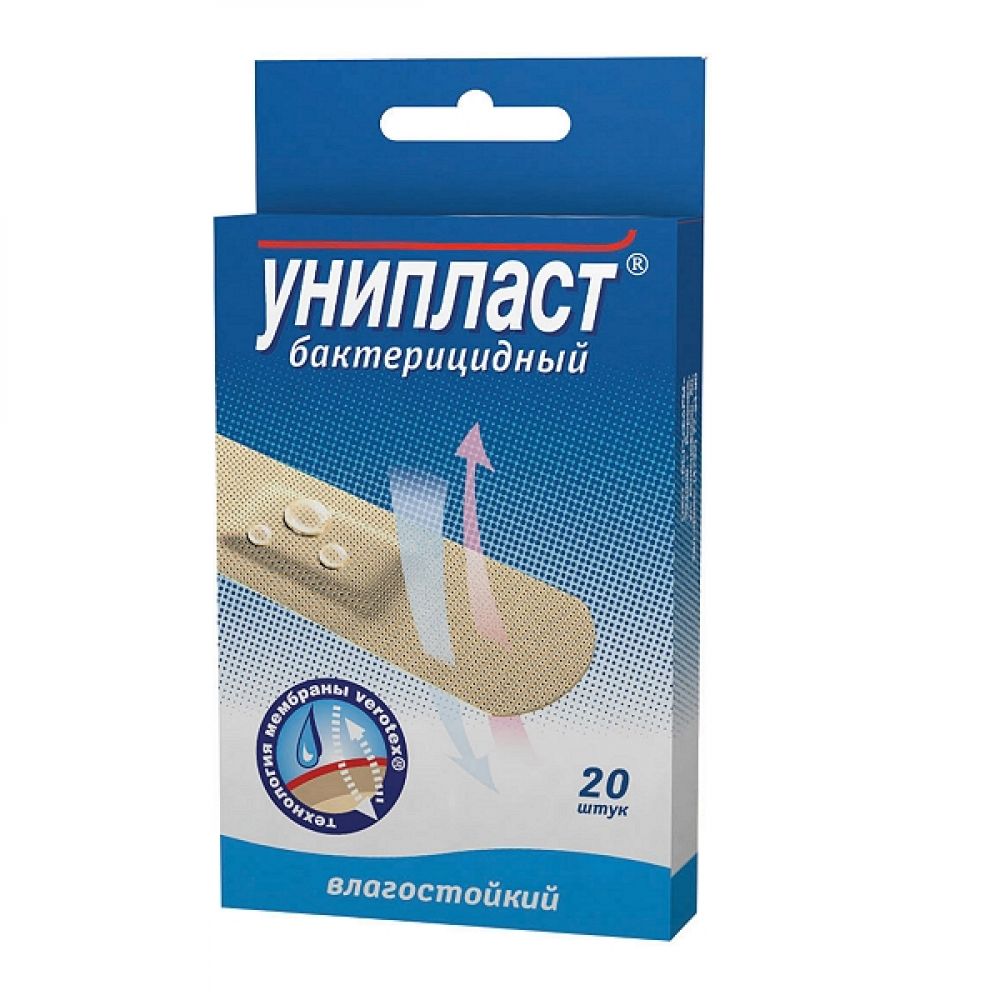 Унипласт пластырь бактерицидный влагостойкий 1,9х7,2см №20