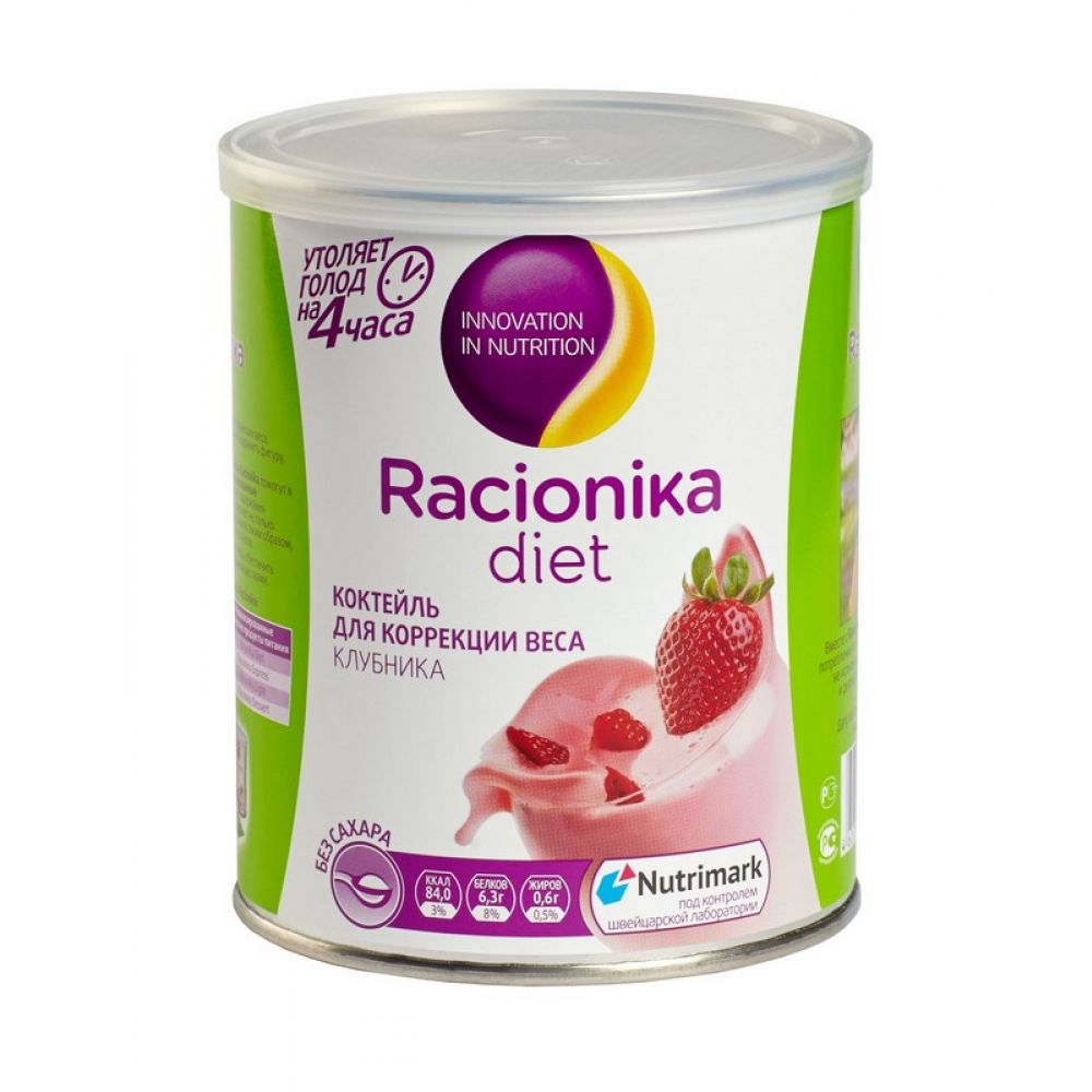 Рационика Диет коктейль клубника банка 350г