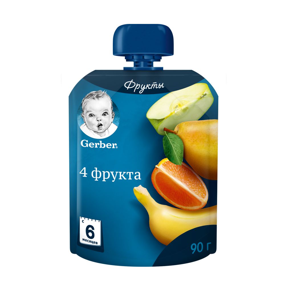 Гербер пюре 4 фрукта 90г