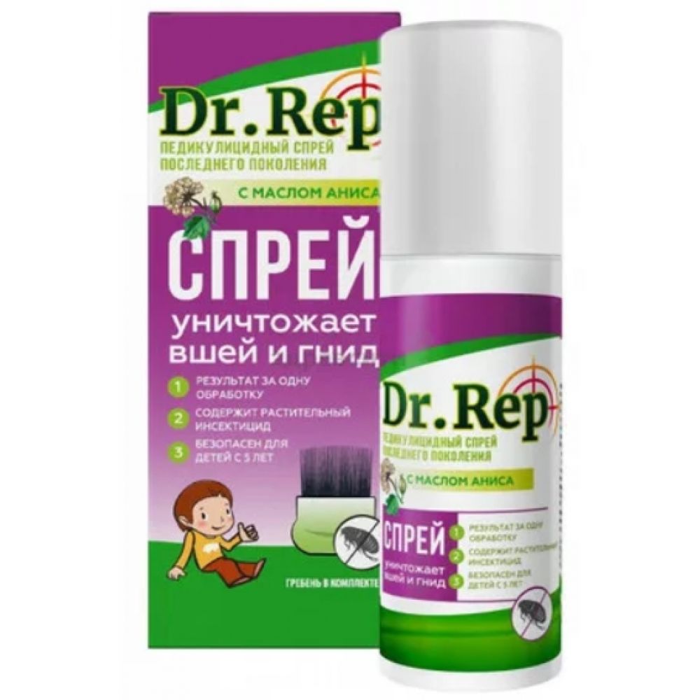 Доктор Реп средство педикулицидное спрей с гребнем 100мл