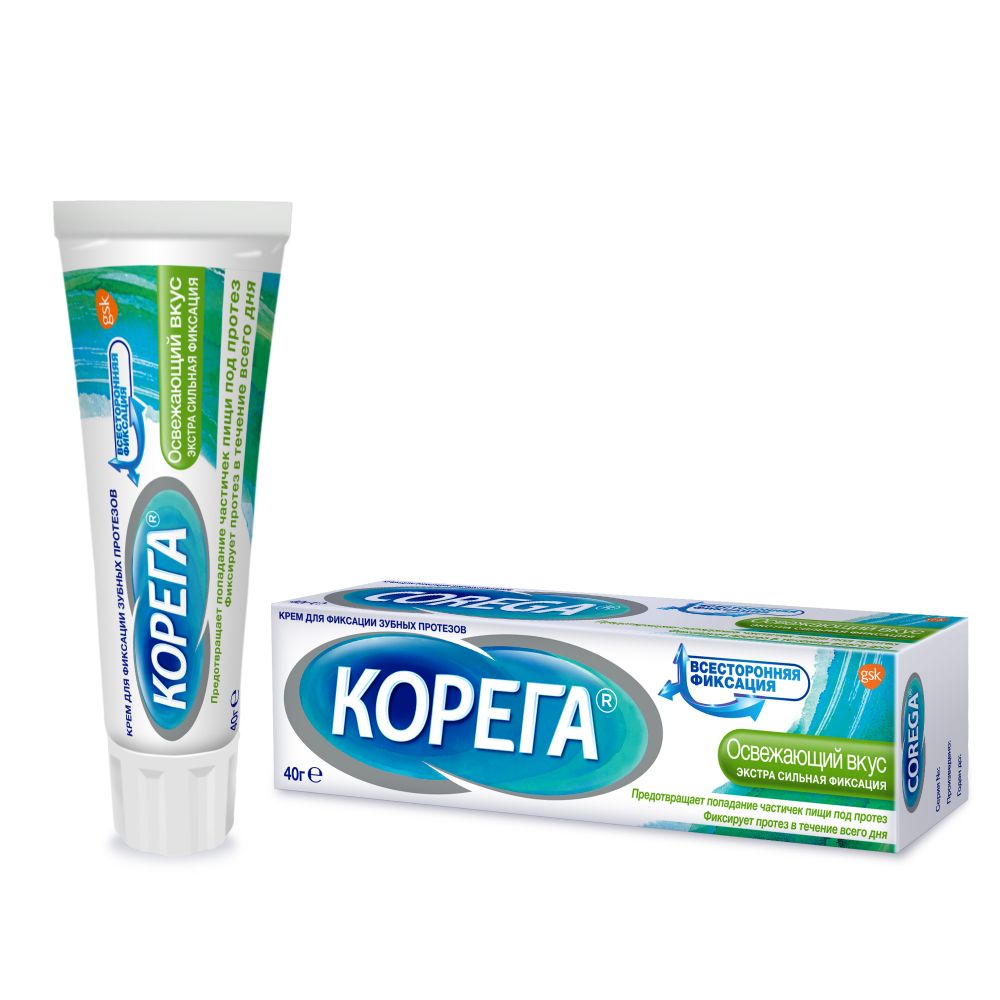 Корега крем д/фиксации зубн.протезов освежающий вкус 40мл