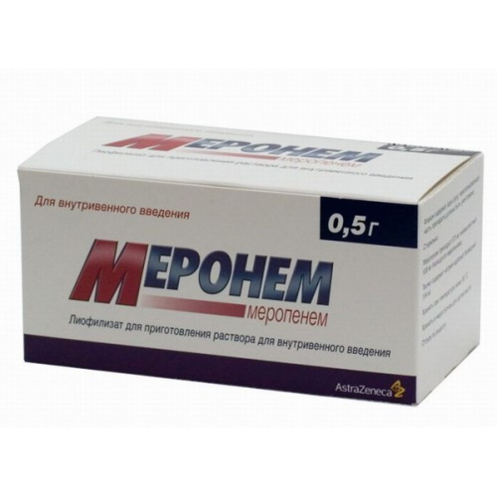 Меронем пор.д/р-ра для в/в введ. 500мг 20мл №10
