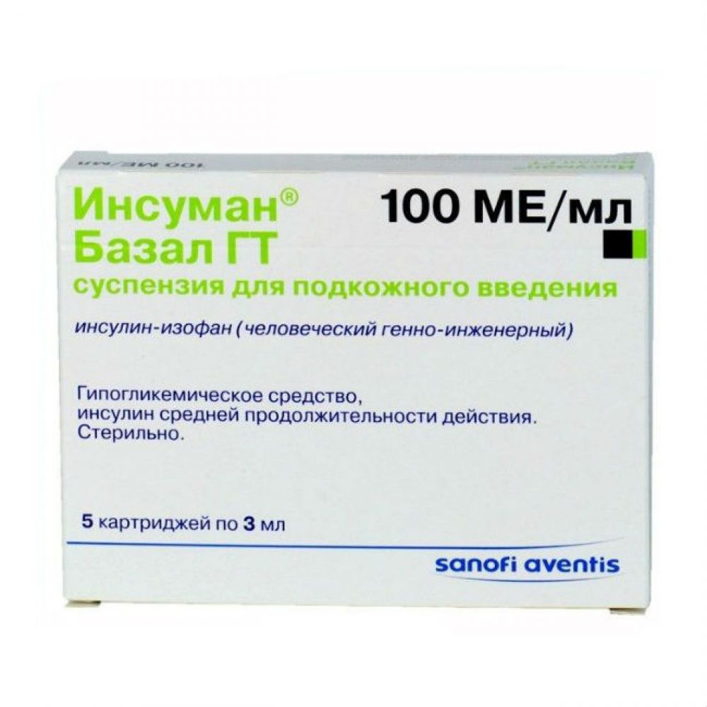 Инсуман Базал ГТ Соло Стар сусп. для п/к введ 100 ед/мл 3мл №5 шприц-ручка